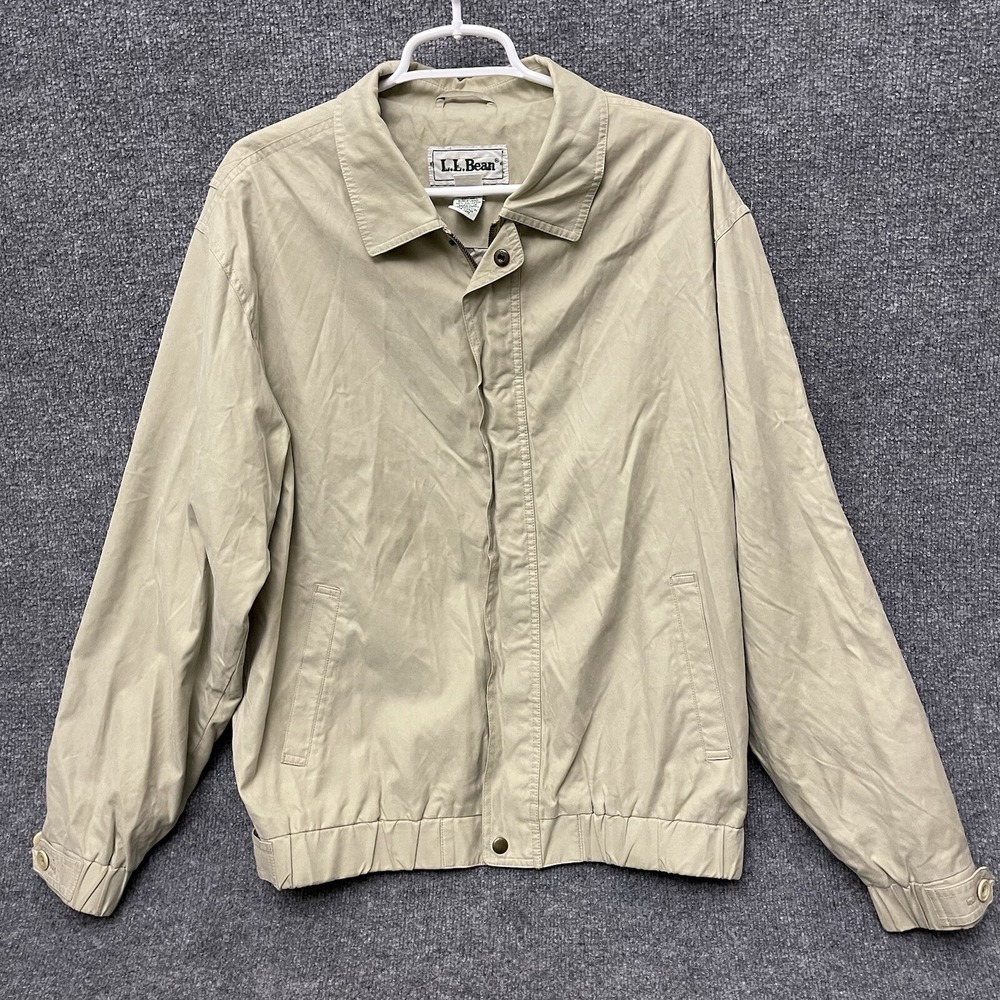 L.L Bean Vintage Golf Bomber Jacket Men's Large Khaki Full Zip